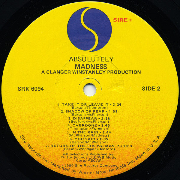 Madness : Absolutely (LP, Album, Los)
