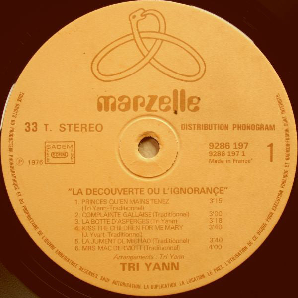 Tri Yann : La Découverte Ou L'ignorance (LP, Album)