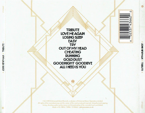 John Newman (5) : Tribute (CD, Album, Tak)