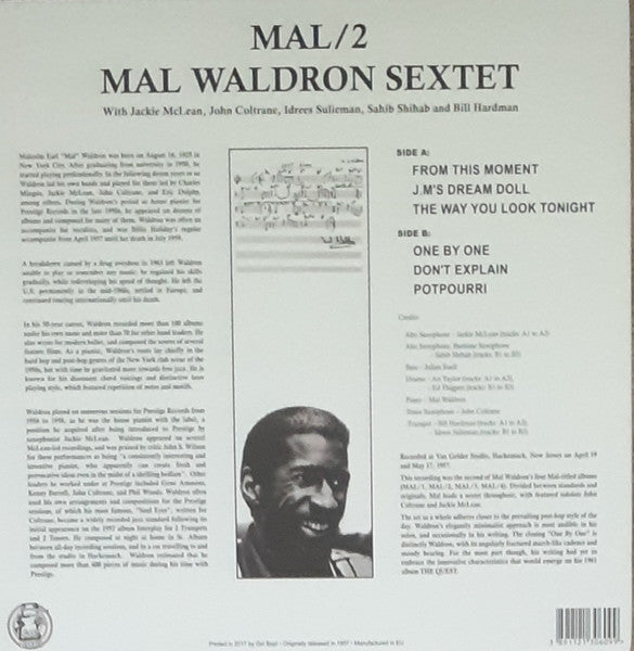 Mal Waldron With Jackie McLean, John Coltrane, Idrees Sulieman, Sahib Shihab , And Bill Hardman : Mal/2 (LP, Album, Mono, RE)