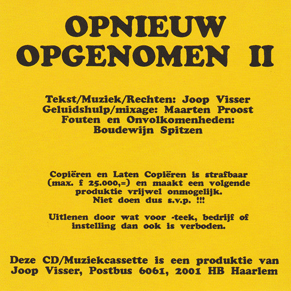 Joop Visser (2) : Opnieuw Opgenomen II (CD, Album)