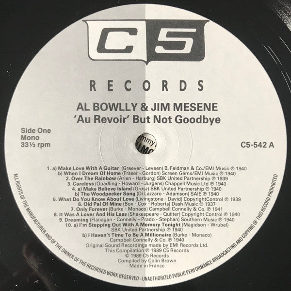 Al Bowlly, Jimmy Mesene : Au Revoir But Not Goodbye (LP, Comp, Mono)