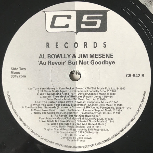Al Bowlly, Jimmy Mesene : Au Revoir But Not Goodbye (LP, Comp, Mono)