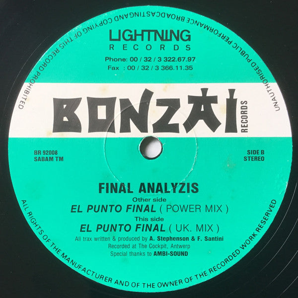 Final Analyzis : El Punto Final (12", Gre)