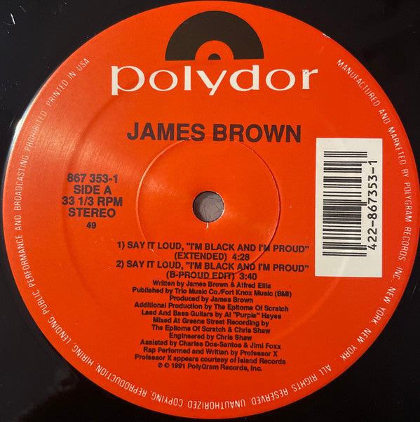 James Brown : Say It Loud, "I'm Black And I'm Proud" The Hip-Hop Remix (12", SP )
