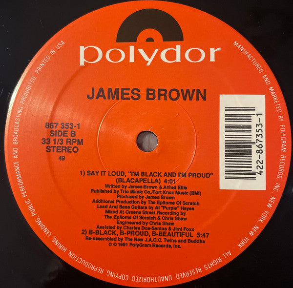 James Brown : Say It Loud, "I'm Black And I'm Proud" The Hip-Hop Remix (12", SP )