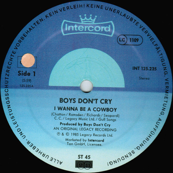 Boys Don't Cry : I Wanna Be A Cowboy (12", Maxi)