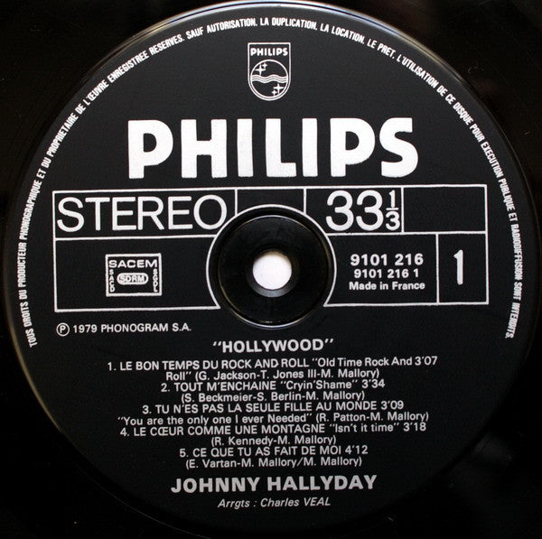 Johnny Hallyday : Hollywood (LP, Album)