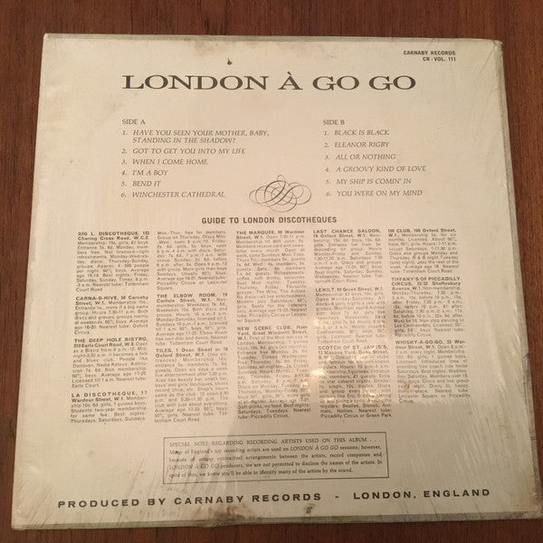 Unknown Artist : London A Go Go Volume III (LP, Album, Mono)