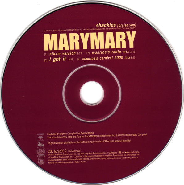 Mary Mary : Shackles (Praise You) (CD, Maxi)