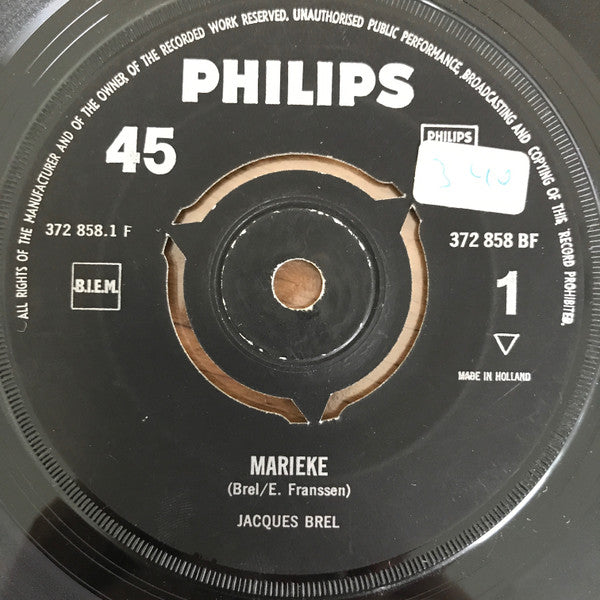 Jacques Brel : Marieke / Laat Me Niet Alleen (Ne Me Quitte Pas) (7", Single, Bla)