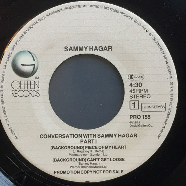 Sammy Hagar : Conversations With Sammy Hagar (7", Single, Promo)