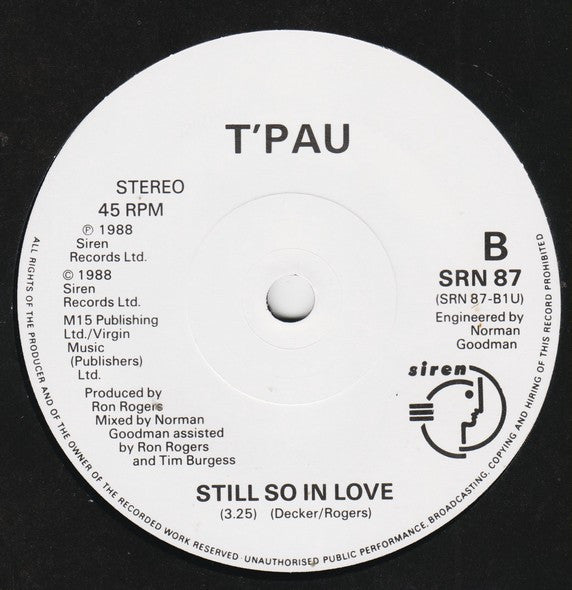 T'Pau : I Will Be With You (7", Single, Ltd, Gat)