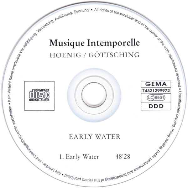Michael Hoenig / Manuel Göttsching : Early Water (CD, Album, RM)