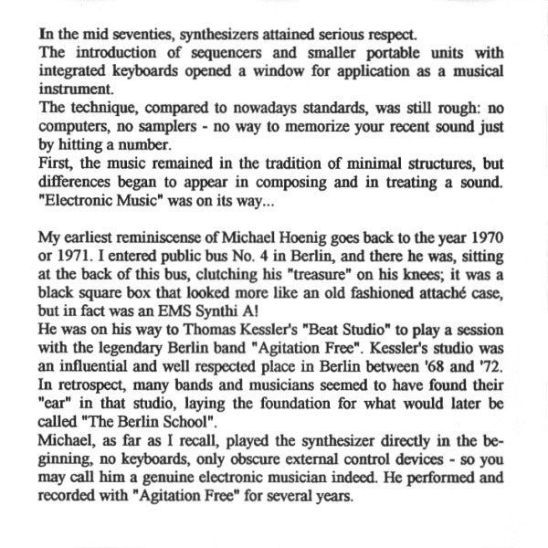 Michael Hoenig / Manuel Göttsching : Early Water (CD, Album, RM)