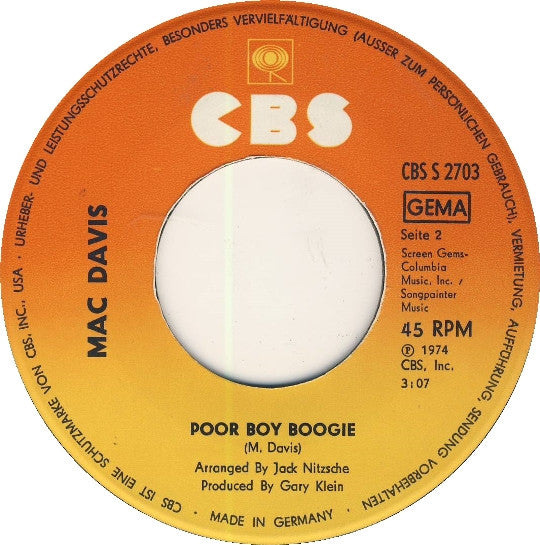 Mac Davis : Stop And Smell The Roses (7", Single)