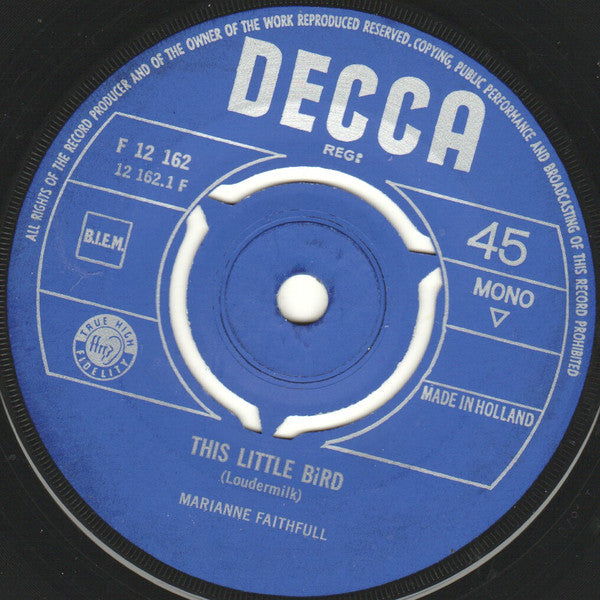 Marianne Faithfull : This Little Bird (7", Single, Mono)