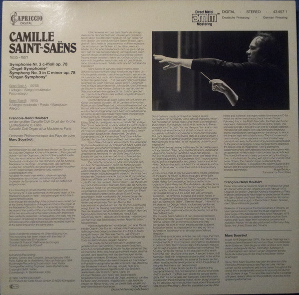 Camille Saint-Saëns, François-Henri Houbart, Orchestre Philharmonique Des Pays De Loire, Marc Soustrot : Symphony No.3 'Organ' = Orgel-Sinfonie (LP, Club)
