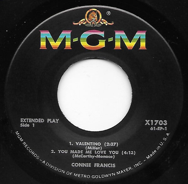 Connie Francis : Valentino; You Made me Love You / Because of You; Young at Heart (7", EP)