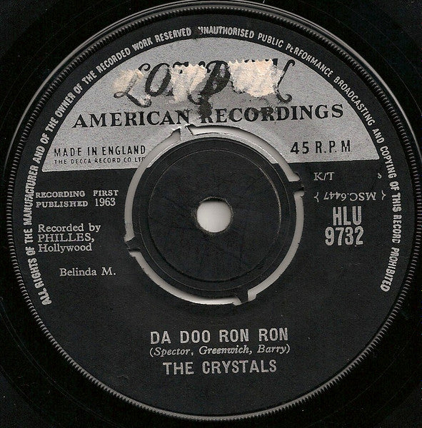 The Crystals : Da Doo Ron Ron (7", Single, RP)