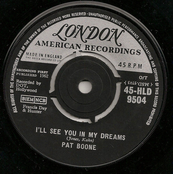 Pat Boone : I'll See You In My Dreams (7")