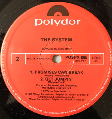 The System : I Wanna Make You Feel Good (12", Promo)