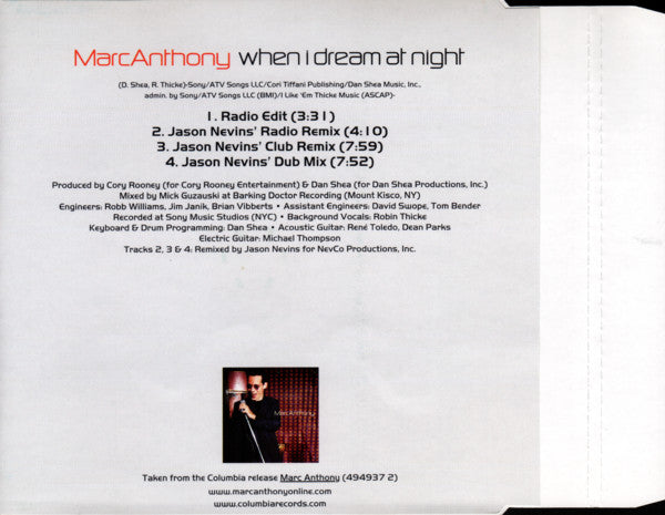 Marc Anthony : When I Dream At Night (CD, Maxi)