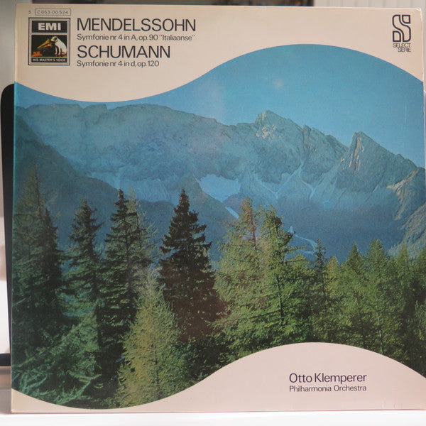 Felix Mendelssohn-Bartholdy, Robert Schumann, Otto Klemperer, Philharmonia Orchestra : Symfonie Nr 4 In A, Op 90 "Italiaanse" / Symfonie Nr 4 In D, Op. 120 (LP, Album)