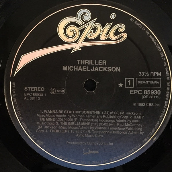 Michael Jackson : Thriller (LP, Album, Gat)