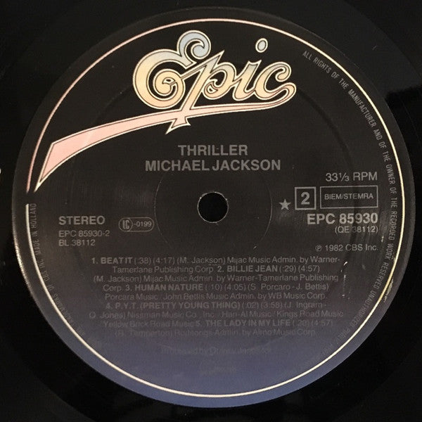 Michael Jackson : Thriller (LP, Album, Gat)