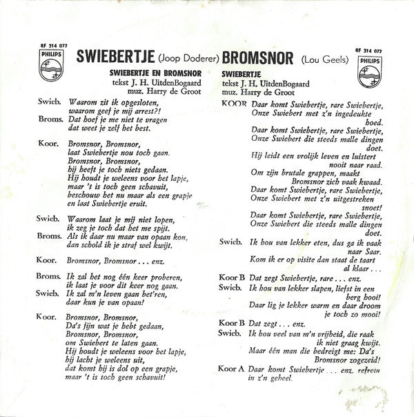 Swiebertje Met De Damrakkertjes (2) : Swiebertje (7", Single, Mono, Blu)