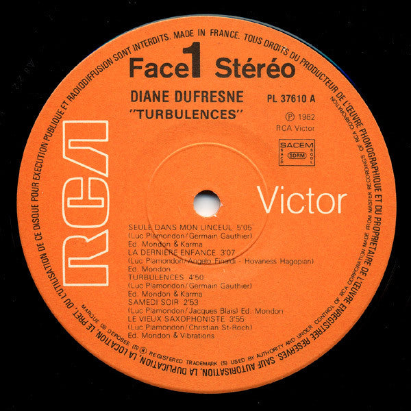 Diane Dufresne : Turbulences (LP, Album, Ora)