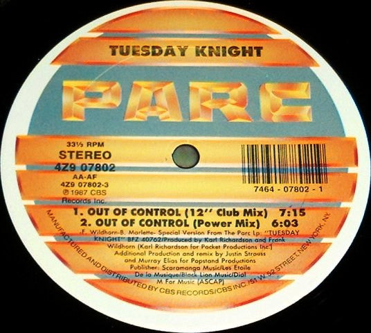 Tuesday Knight : Out Of Control (12")