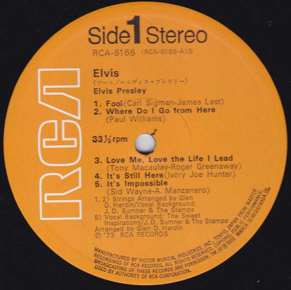 Elvis Presley : Elvis = フール (LP, Album)