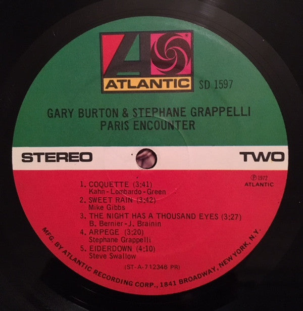 Gary Burton & Stéphane Grappelli : Paris Encounter (LP, Album, Pre)