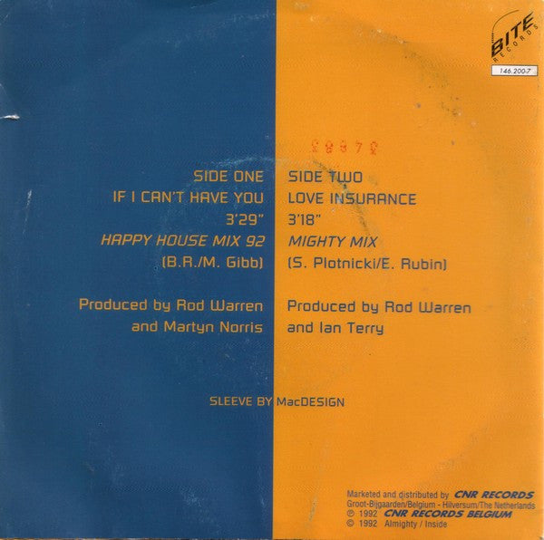 Obsession : If I Can't Have You (Happy House Re-Mix 92) (7", Single)