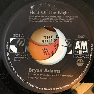 Bryan Adams : Heat Of The Night (7", Single, Promo)