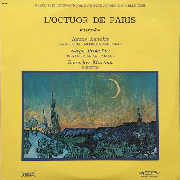 L'Octuor de Paris Interprète Iannis Xenakis, Sergei Prokofiev, Bohuslav Martinů : Anaktoria - Morsima-Amorsima / Quintette En Sol Mineur / Nonetto (2xLP, Album, Gat)