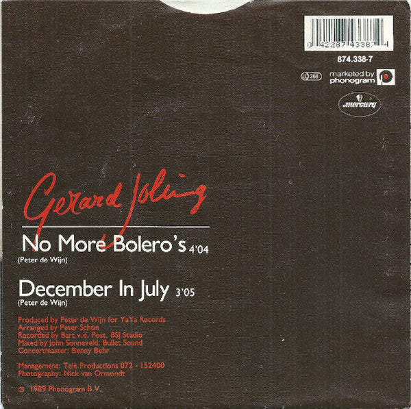Gerard Joling : No More Bolero's (7", Single, Bla)