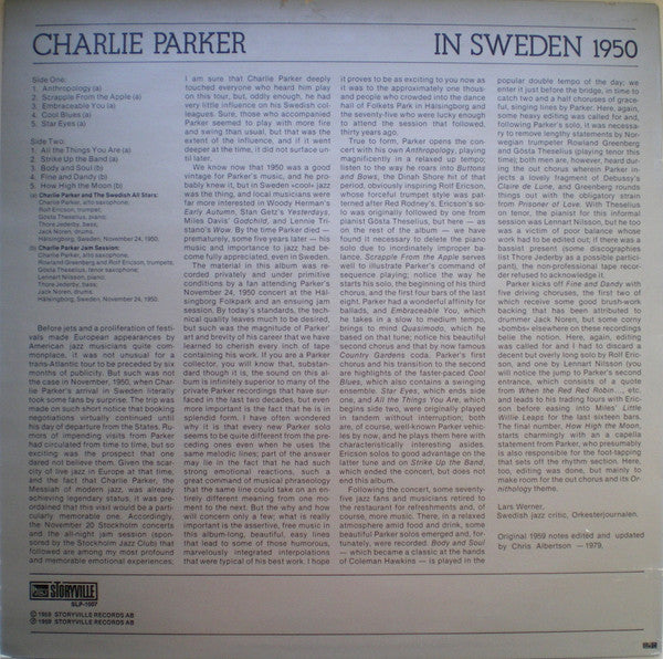 Charlie Parker : Charlie Parker In Sweden 1950 (LP, Album)