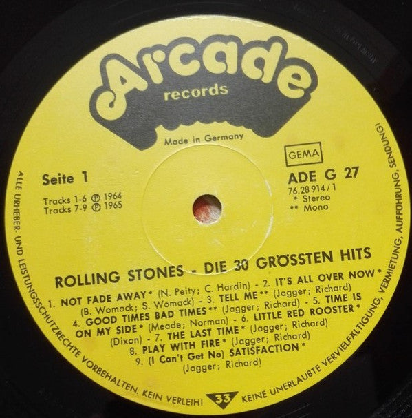 The Rolling Stones : Die 30 Größten Hits In Originalaufnahmen (2xLP, Comp, Mono, Gat)