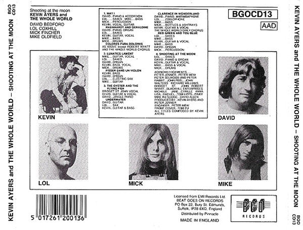 Kevin Ayers And The Whole World : Shooting At The Moon (CD, Album, RE)