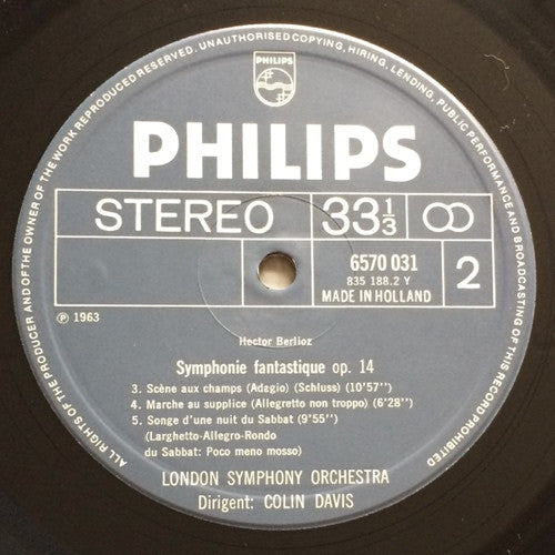 Hector Berlioz, London Symphony Orchestra, Sir Colin Davis : Symphonie Fantastique Op. 14 (LP, RE)