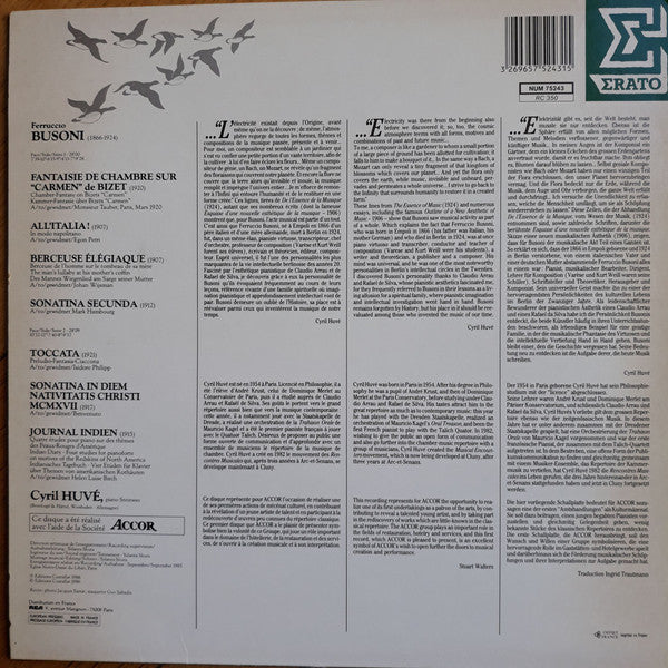 Ferruccio Busoni, Cyril Huvé : Busoni - Cyril Huvé (LP)