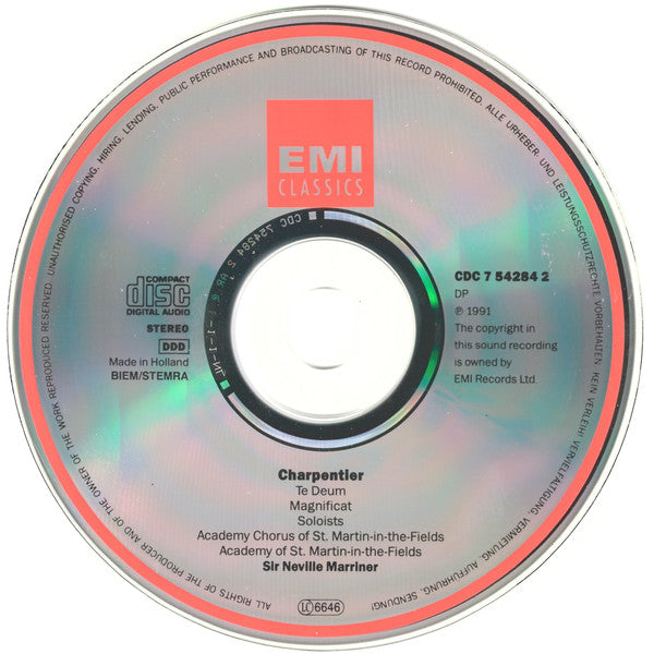 Marc Antoine Charpentier – Dawn Upshaw, Ann Murray, Ethna Robinson, John Aler, Kurt Moll, Chorus Of St Martin In The Fields, The Academy Of St. Martin-in-the-Fields, Sir Neville Marriner : Te Deum • Magnificat (CD, Album)
