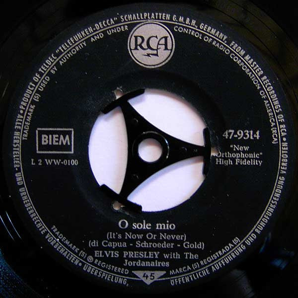 Elvis Presley With The Jordanaires : O Sole Mio (It's Now Or Never) / Make Me Know It (7", Single, S6 )