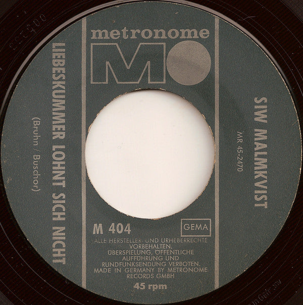 Siw Malmkvist : Liebeskummer Lohnt Sich Nicht (7", Single, RP)