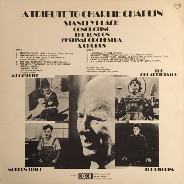 Stanley Black Conducting The London Festival Orchestra & Chorus* : A Tribute To Charlie Chaplin (LP, Album)