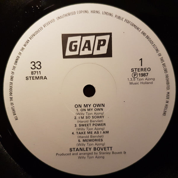 Stanley Bovett : On My Own (LP, Album, Gat)