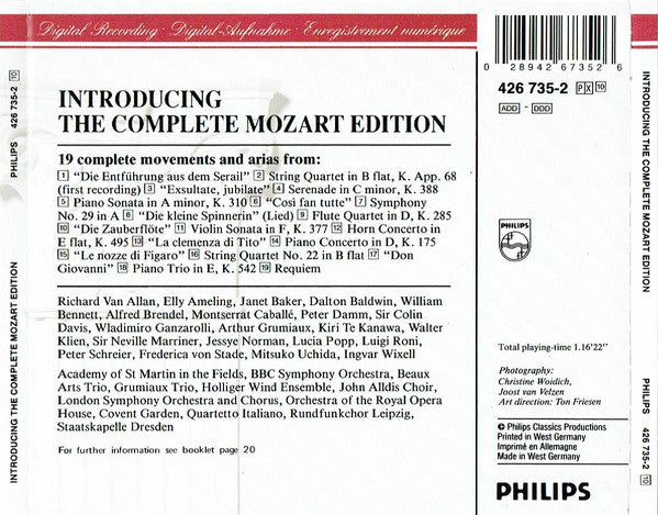 Wolfgang Amadeus Mozart : Introducing Mozart (The Complete Mozart Edition) (CD, Comp)